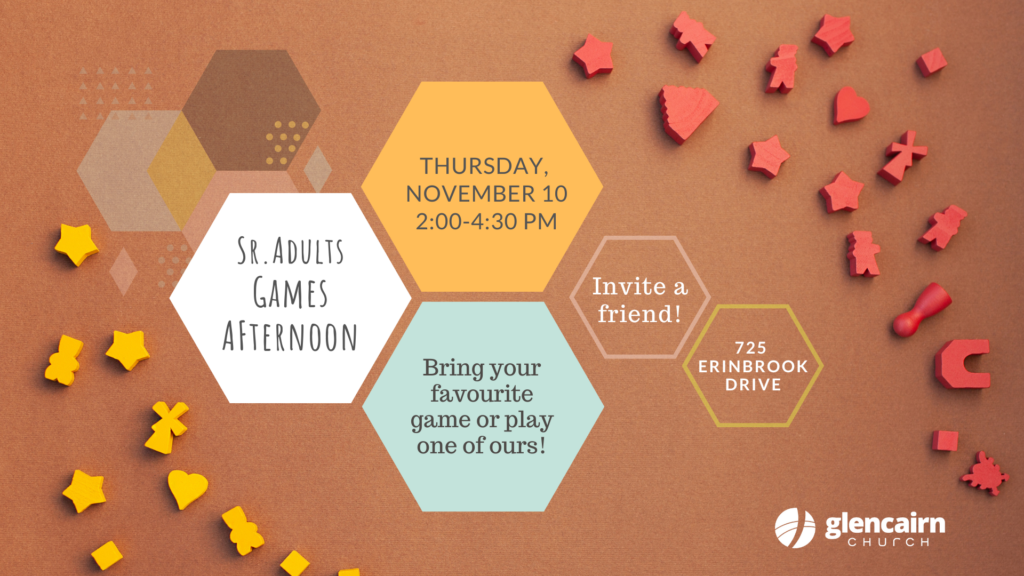 Promotional graphic for Sr. Adults Games Afternoon